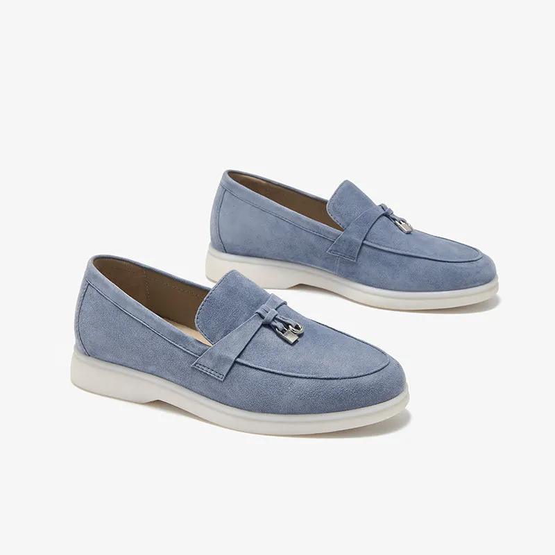 BeauToday Women's Handmade Suede Summer Walk Penny Loafers