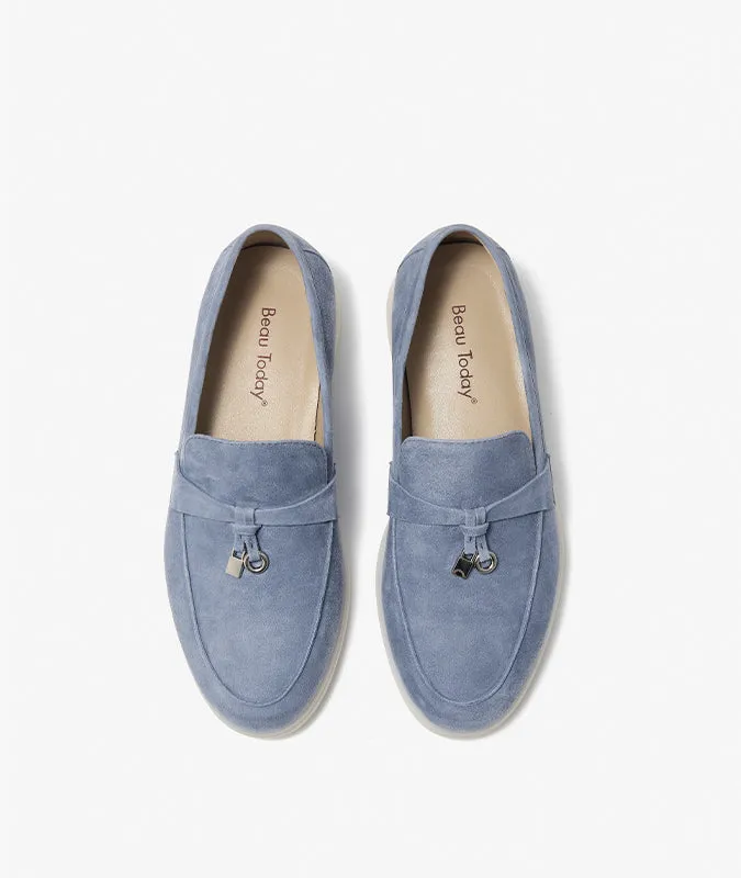 BeauToday Women's Handmade Suede Summer Walk Penny Loafers