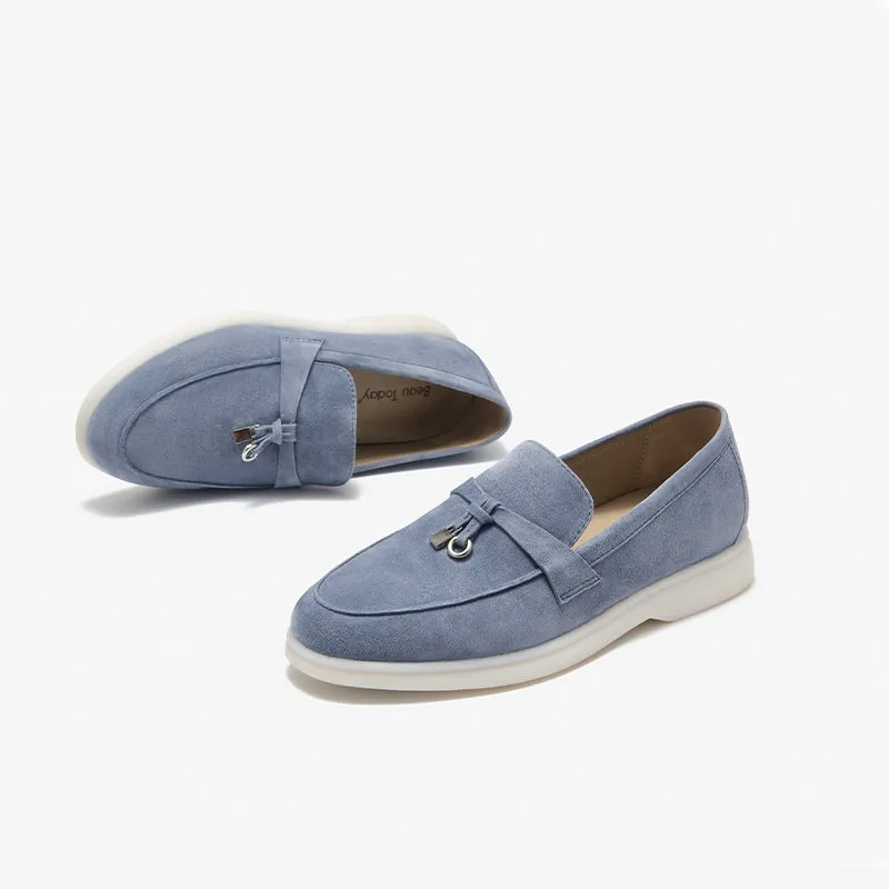 BeauToday Women's Handmade Suede Summer Walk Penny Loafers