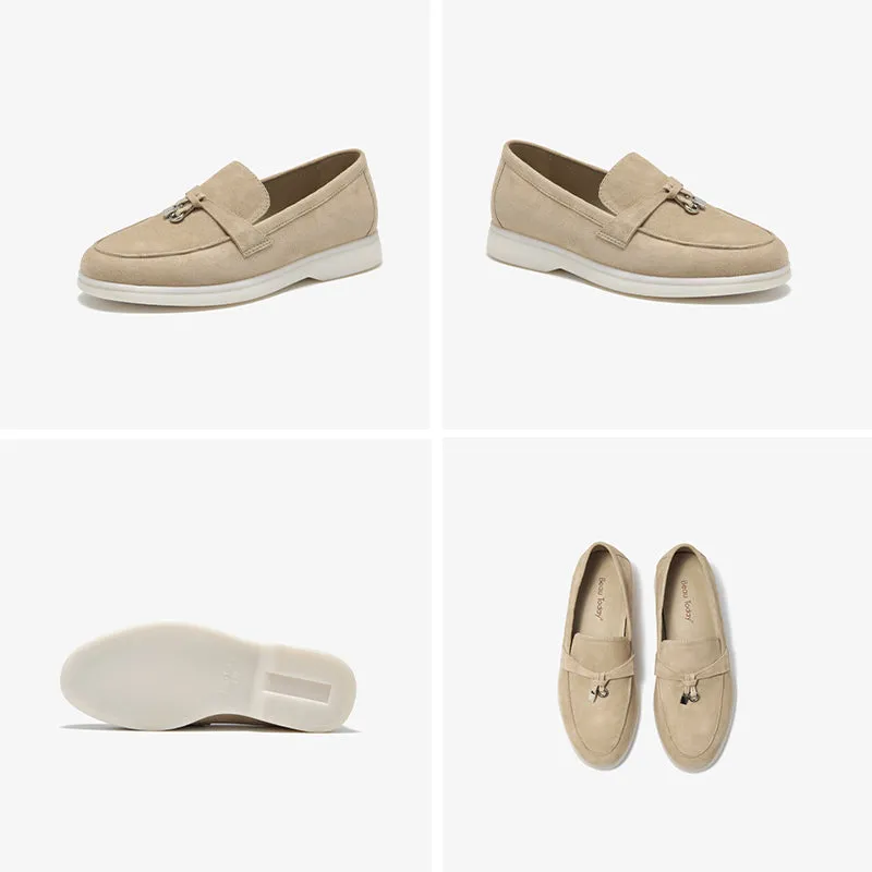 BeauToday Women's Handmade Suede Summer Walk Penny Loafers