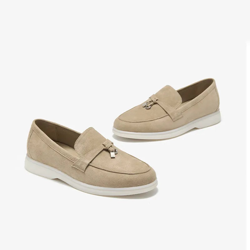 BeauToday Women's Handmade Suede Summer Walk Penny Loafers