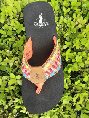 Bright Multi colored Flip Flops