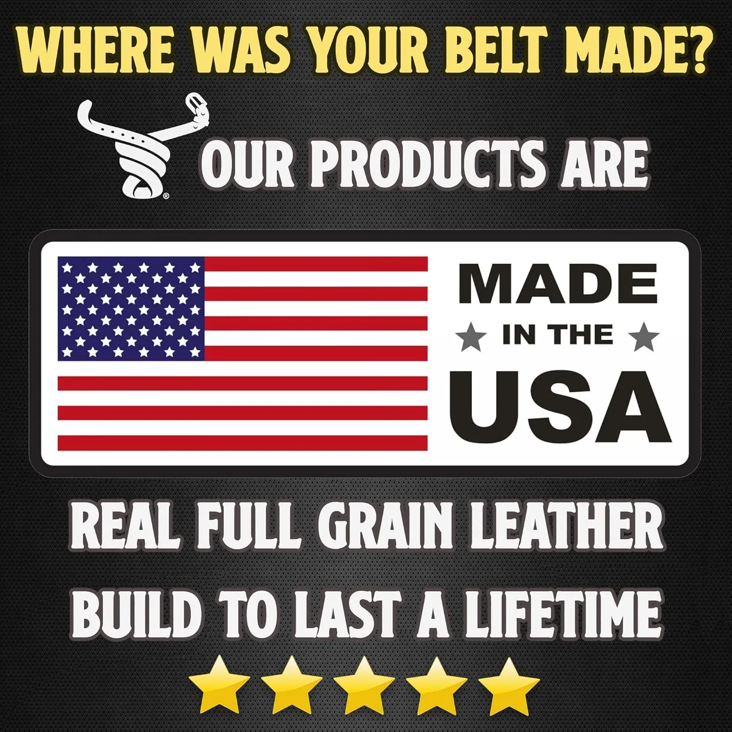 Bullhide Belts Mens USA Made Leather Belt for Casual 1.50" Wide,
