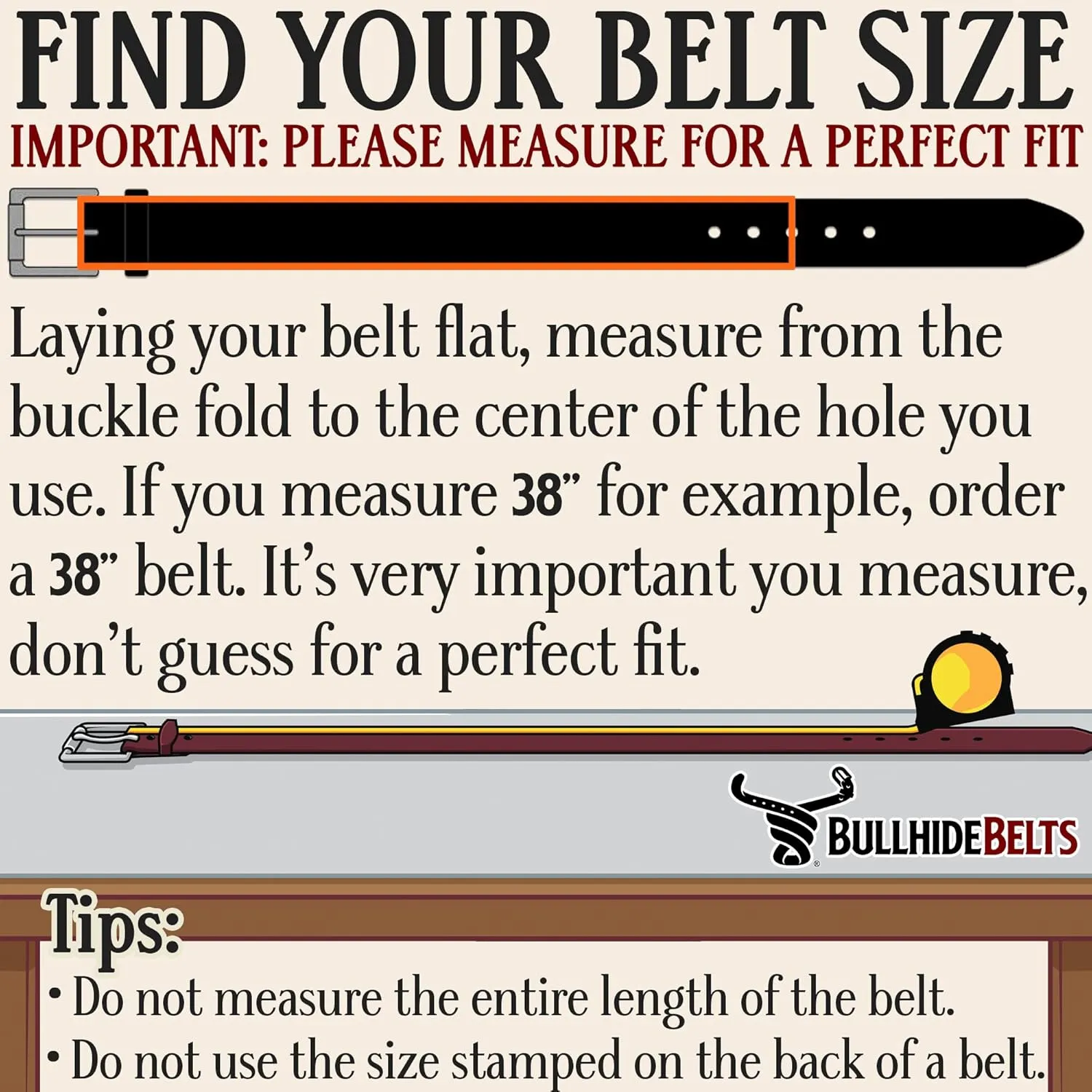 Bullhide Belts Mens USA Made Leather Belt for Casual 1.50" Wide,