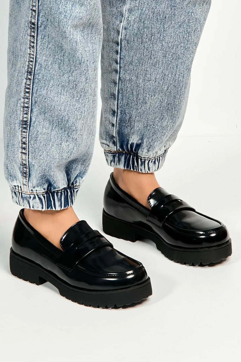 Caddie Round Toe Slip-On Loafers in Black Matt