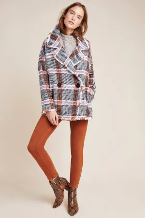 Carrie Double Breasted Plaid Tweed Coat