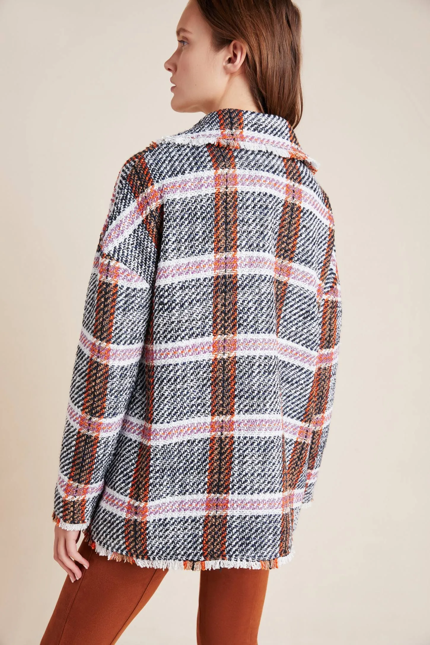 Carrie Double Breasted Plaid Tweed Coat