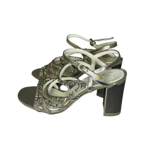 Chanel Gold Chain Strappy Sandal Heel