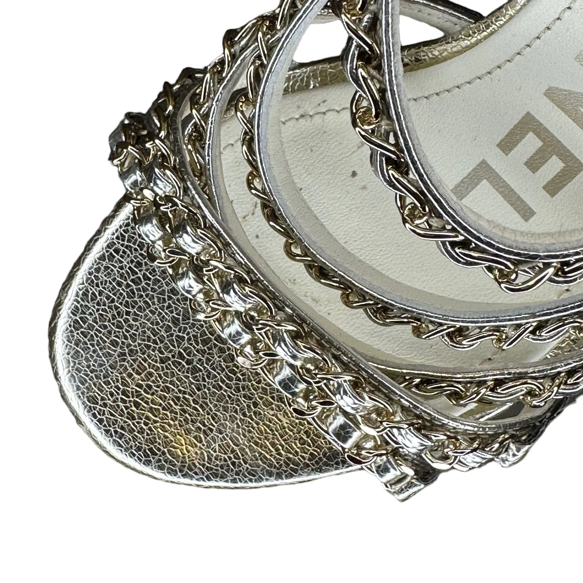 Chanel Gold Chain Strappy Sandal Heel