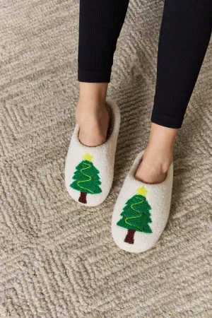 Christmas Tree Cozy Plush Slide Slippers
