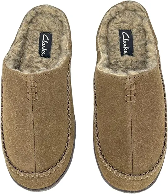 Clarks Stylish Baseball Stiching Sage Plush Sherpa Lined Rounded Toe Suede Clogs