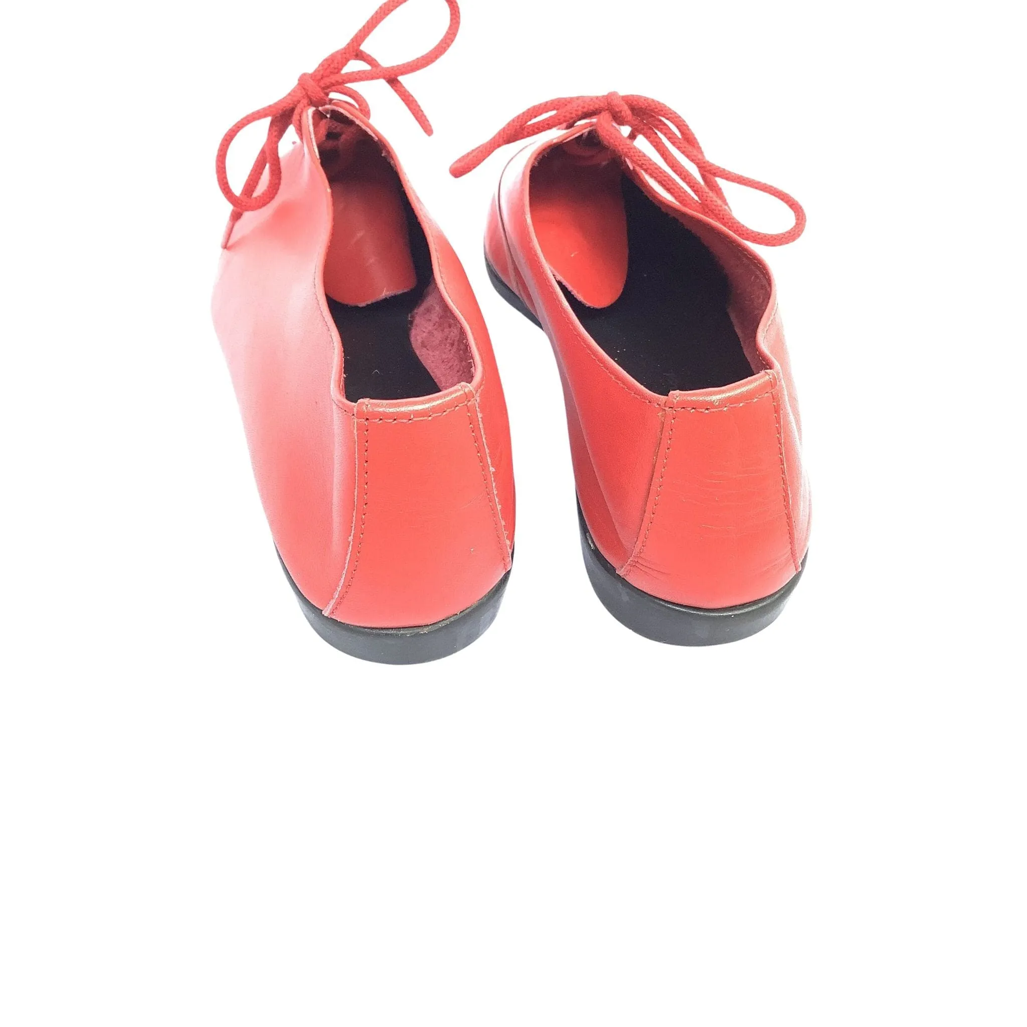 Flat Red Leather Oxfords