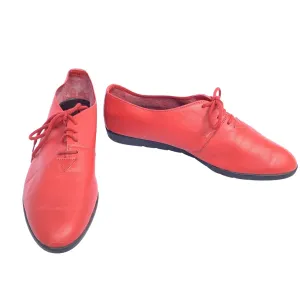 Flat Red Leather Oxfords