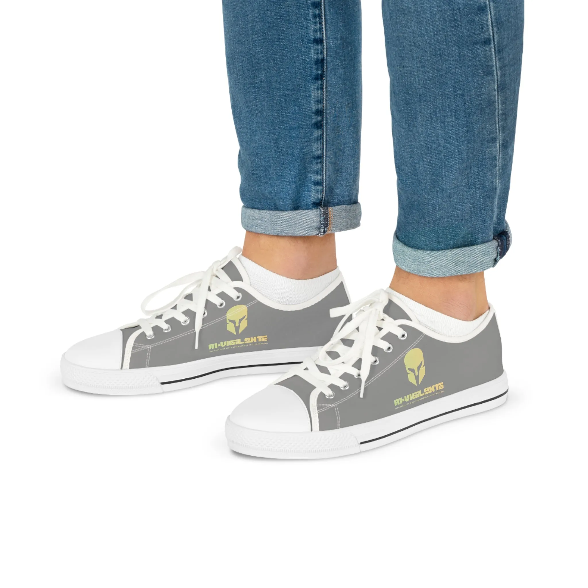 Grey White A1-Vigilante  Men's Low Top Sneakers