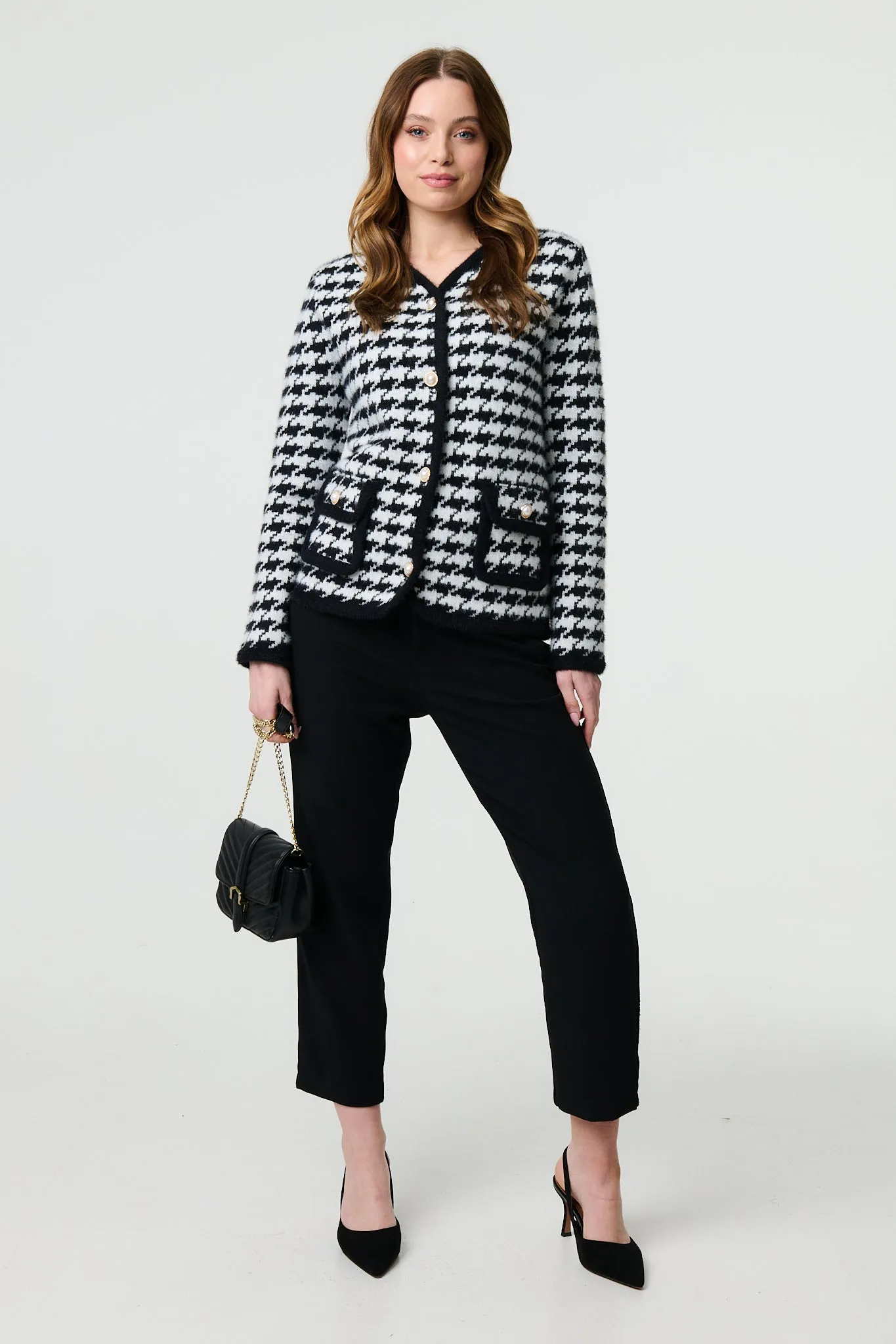 Houndstooth Long Sleeve Cardigan