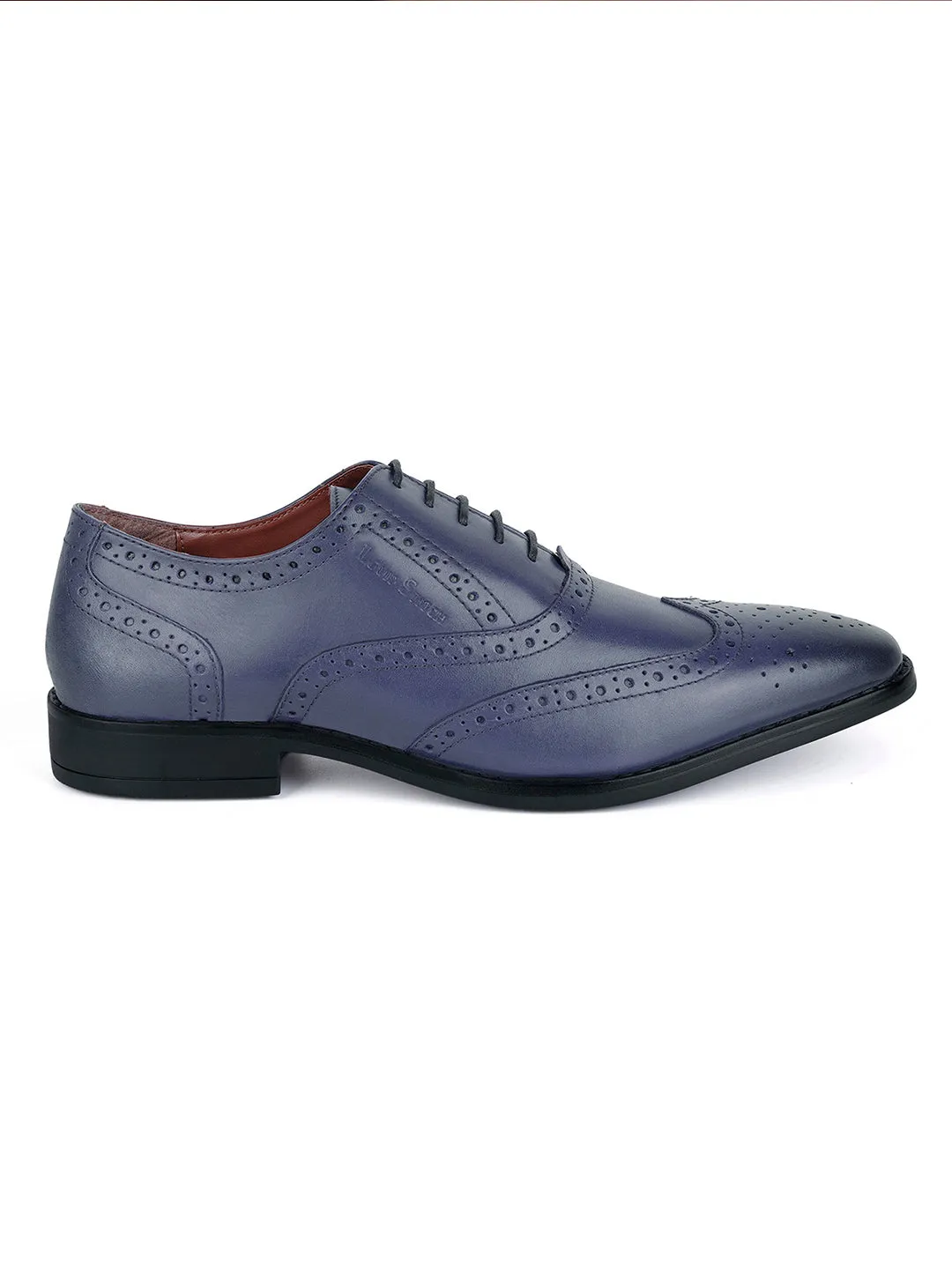 Italian Leather Wingtip Brogue Federal Blue Shoes for Men
