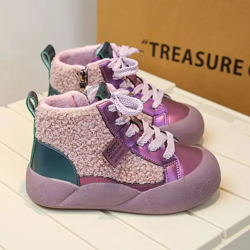 Kids Girls High Top Warm Sneakers New Collection