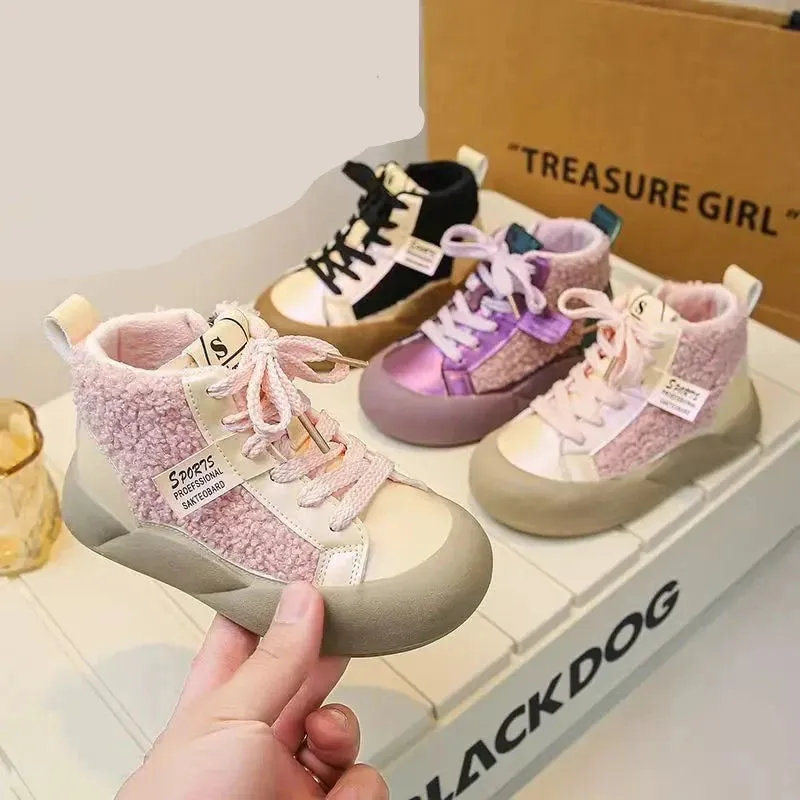 Kids Girls High Top Warm Sneakers New Collection
