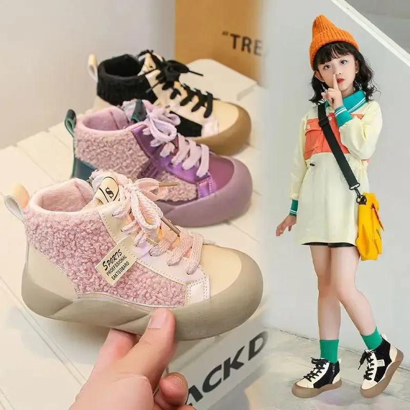 Kids Girls High Top Warm Sneakers New Collection