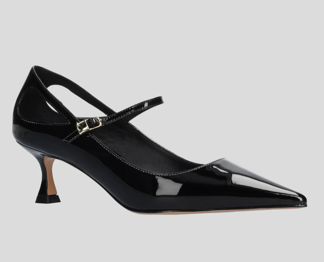 Lola Cruz Tina Black Leather Kitten Heels