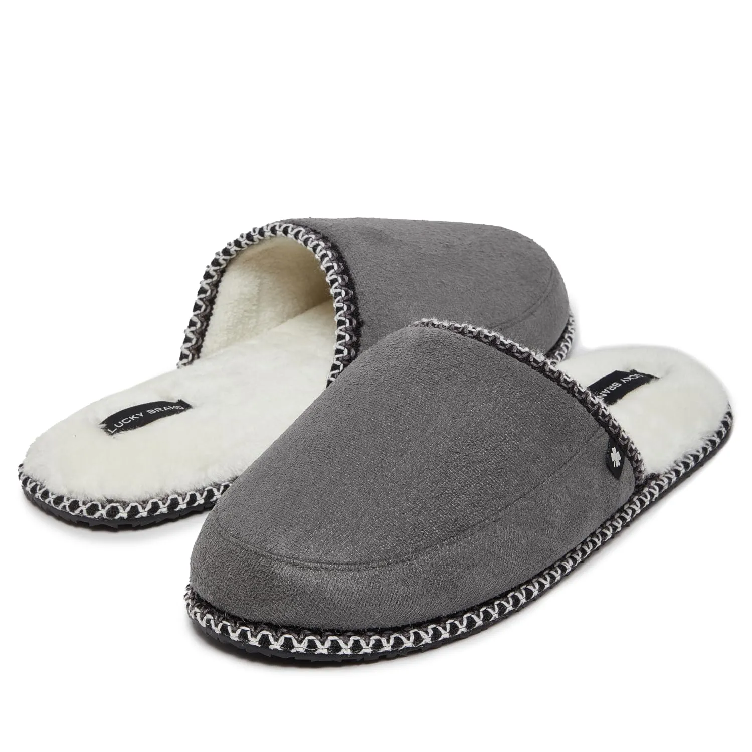 Lucky Brand Memory Foam Rubber Sole Scuff Bedroom Slipper - Soft Comfy Men's Slippers - Indoor/Outdoor Mens House Slippers