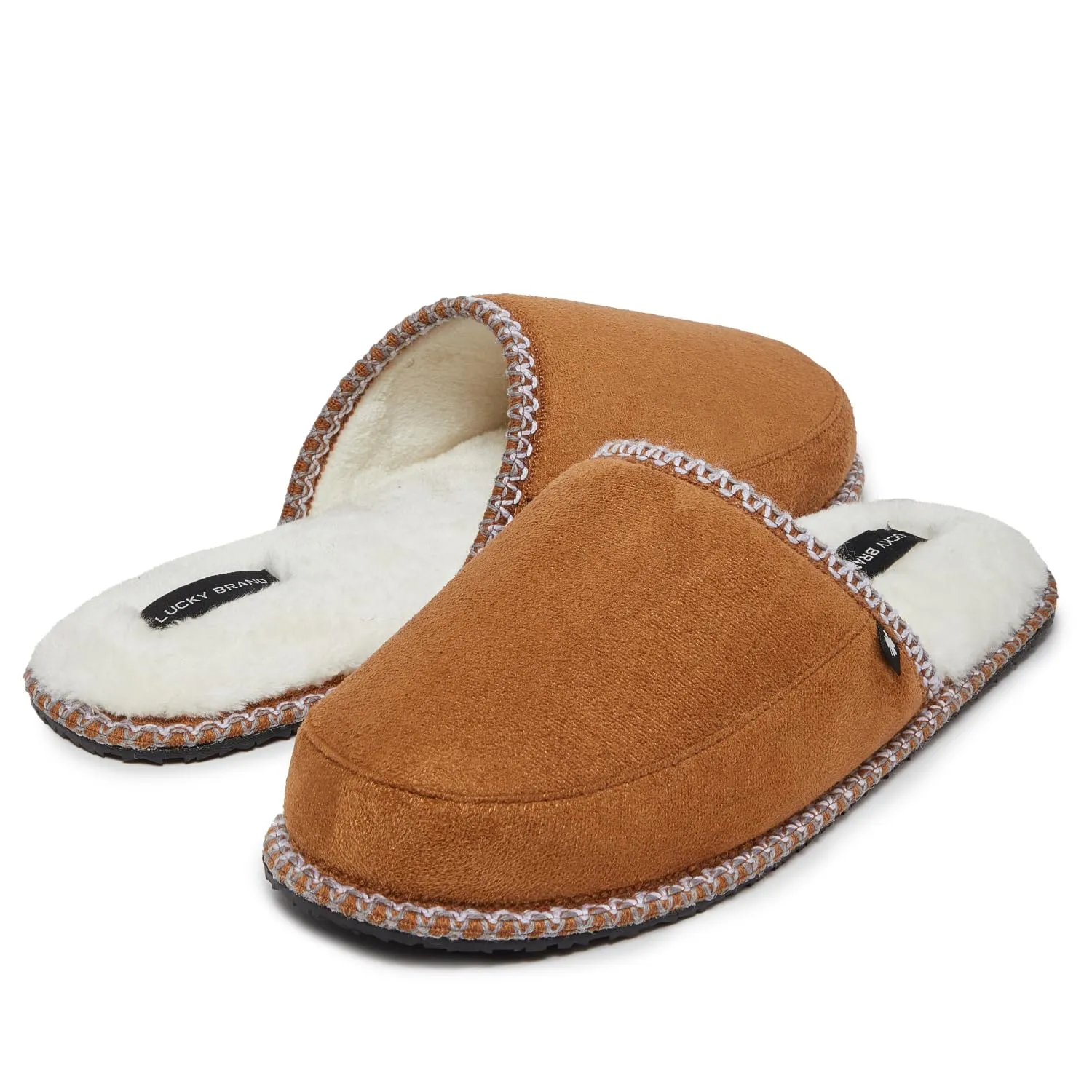 Lucky Brand Memory Foam Rubber Sole Scuff Bedroom Slipper - Soft Comfy Men's Slippers - Indoor/Outdoor Mens House Slippers