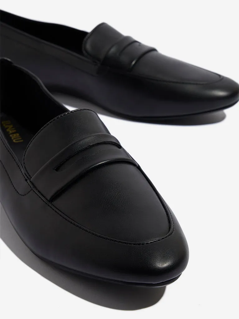 LUNA BLU Black Faux-Leather Loafers