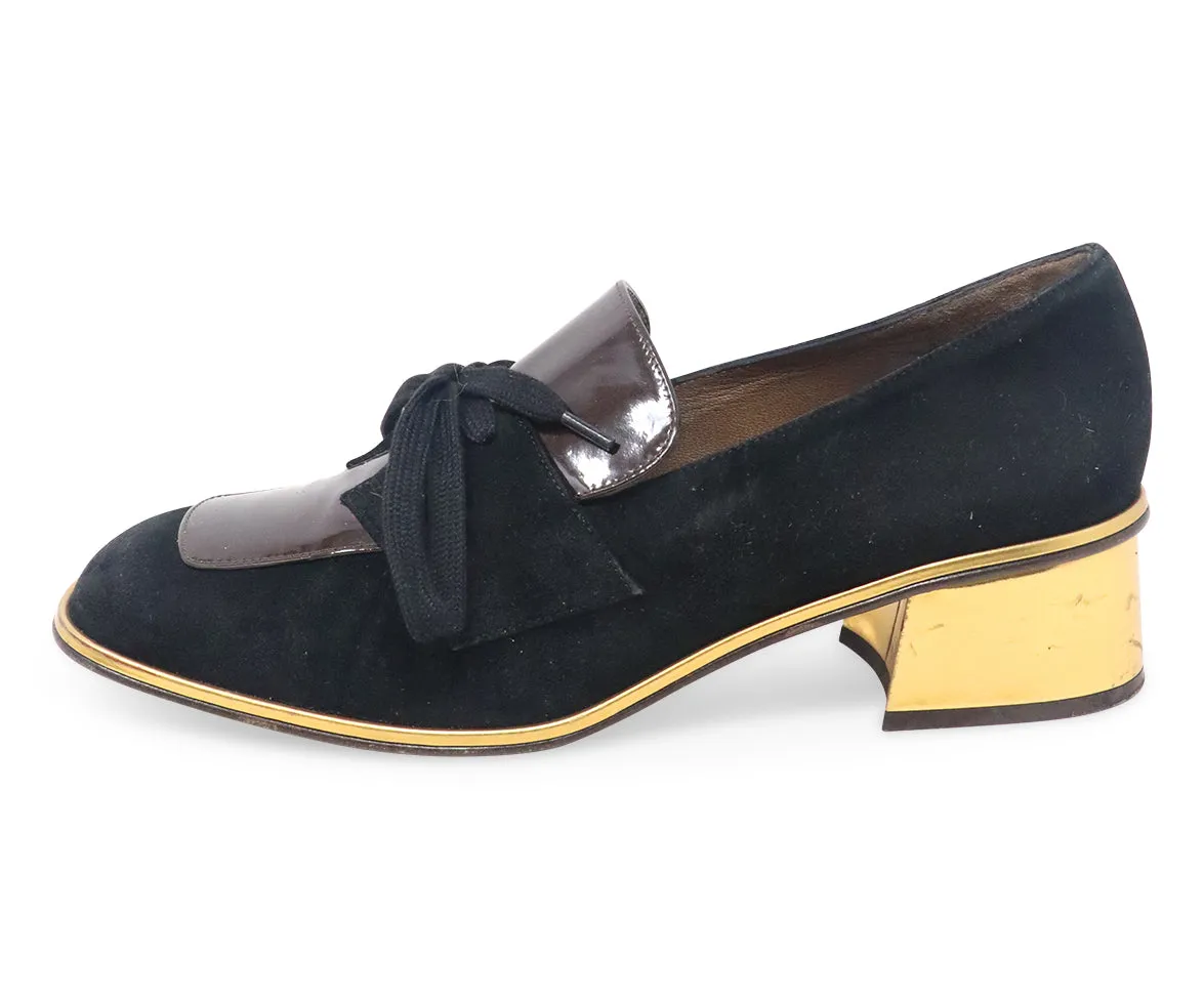 Marni Black Suede & Brown Patent Oxfords sz 10