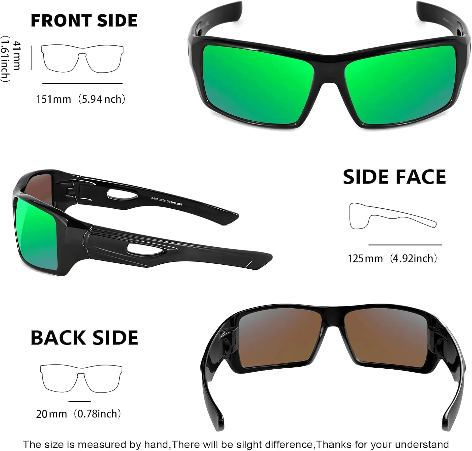 MAXJULI Polarized Wrap Around Sports Sunglasses for Big Heads Men Women UV400 Protection Sun Glasses 8232