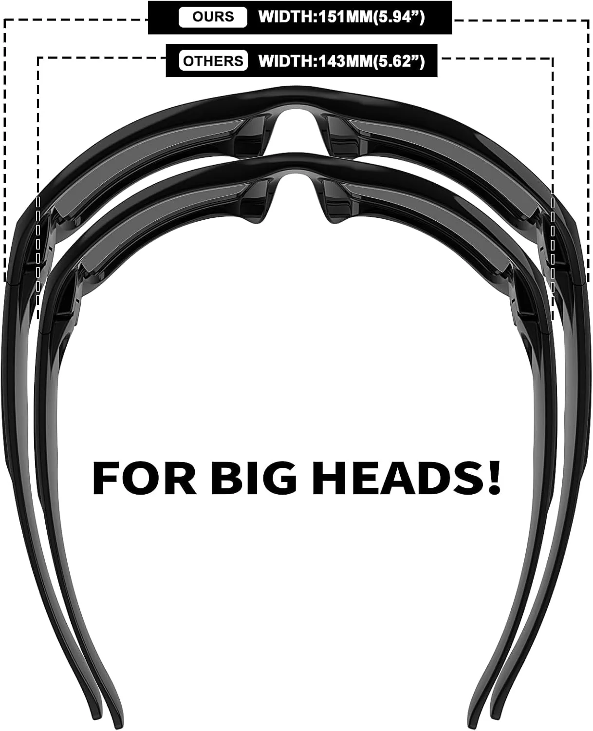MAXJULI Polarized Wrap Around Sports Sunglasses for Big Heads Men Women UV400 Protection Sun Glasses 8232