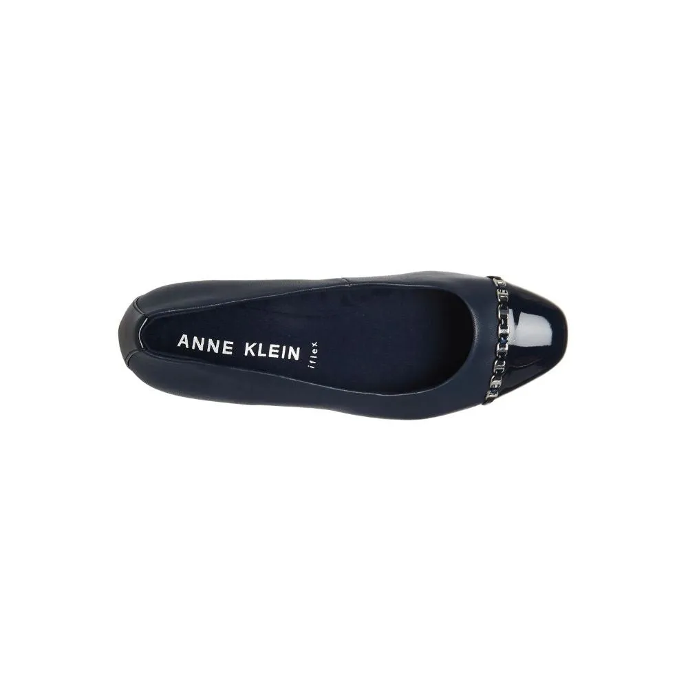 Maysel Navy Leather Anne Klein Wedge Pumps