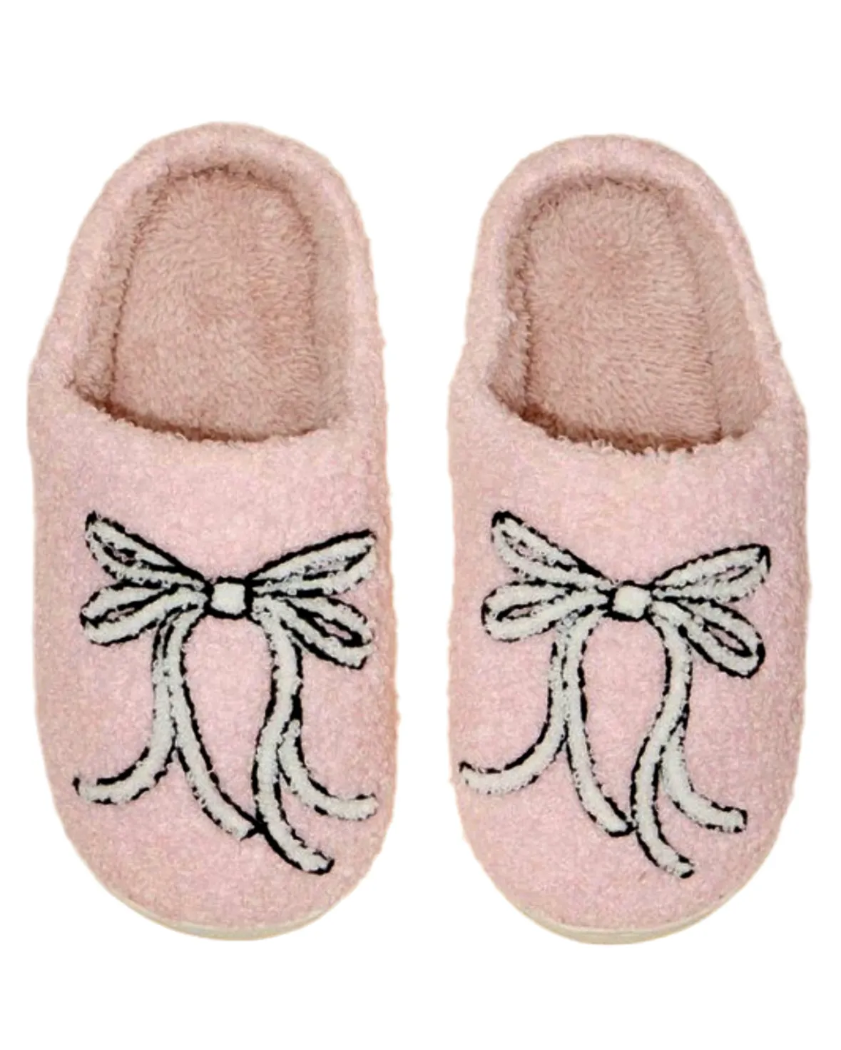 Pink Fuzzy Bow Slippers