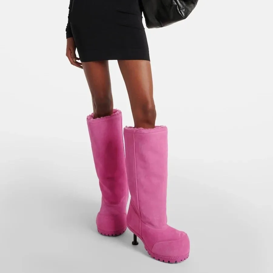 Pink Warm Moments Knee High Heel Boots