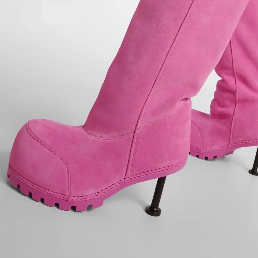 Pink Warm Moments Knee High Heel Boots