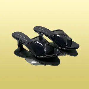 Sleek Black Heeled Sandals