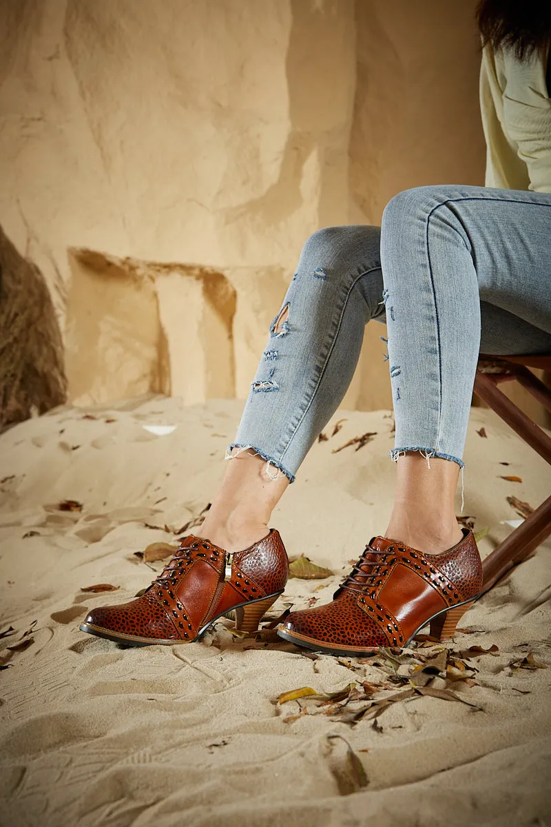 Soffia | Veronika Crack Patterned Leather Oxford