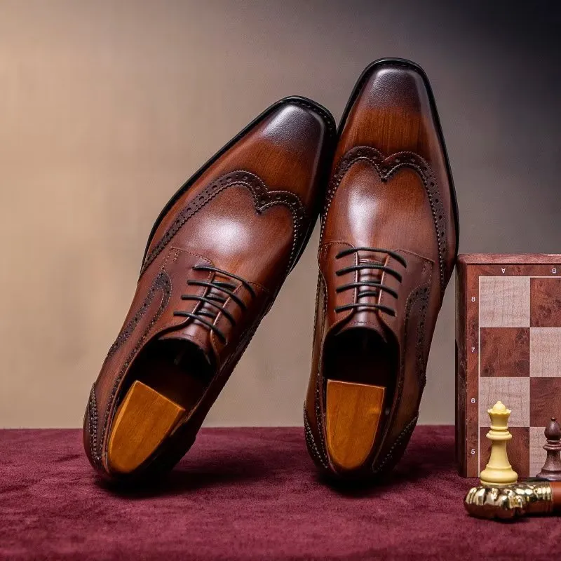 Veltique Elegant Lace Leather Brogues
