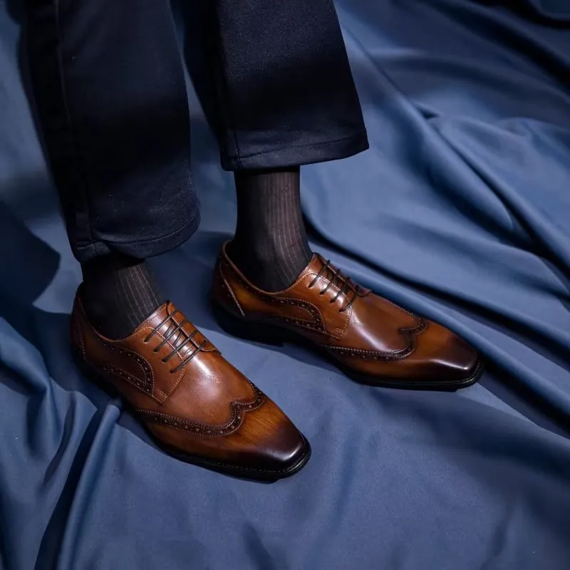 Veltique Elegant Lace Leather Brogues
