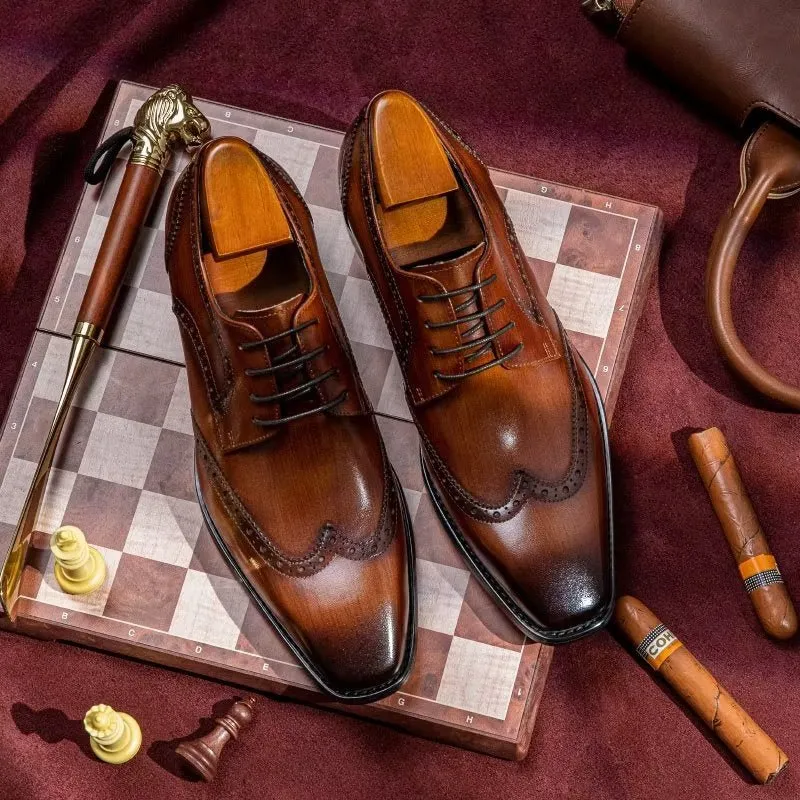 Veltique Elegant Lace Leather Brogues