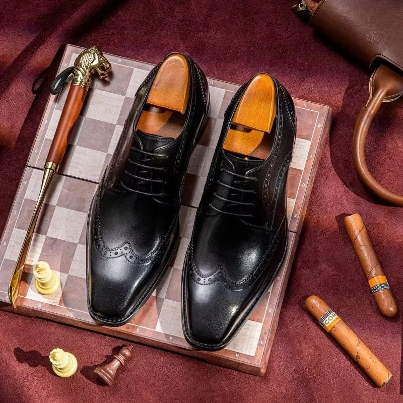 Veltique Elegant Lace Leather Brogues