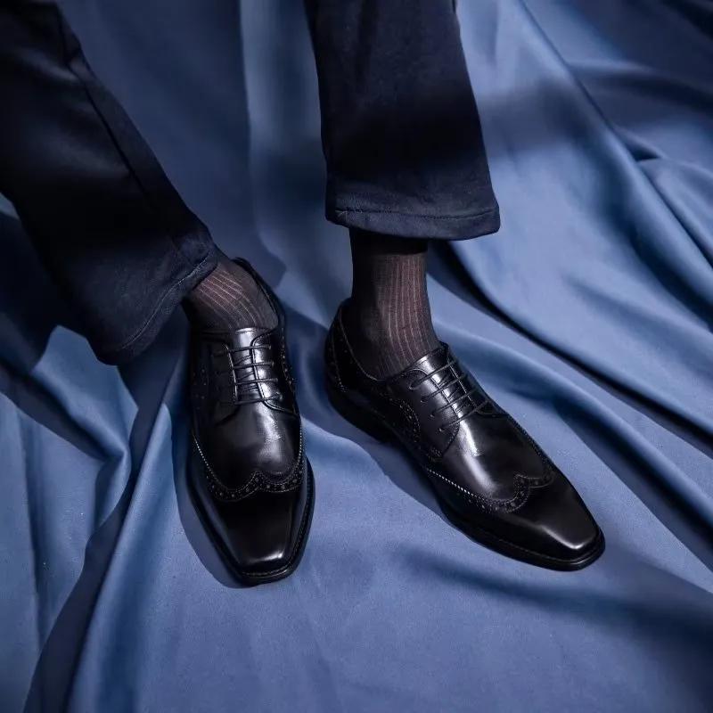 Veltique Elegant Lace Leather Brogues