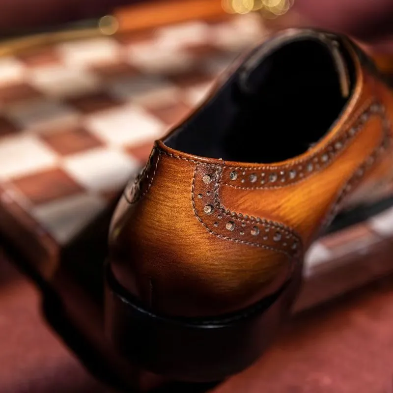 Veltique Elegant Lace Leather Brogues