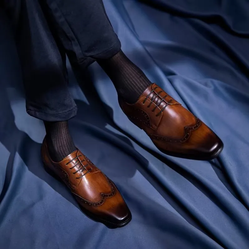 Veltique Elegant Lace Leather Brogues