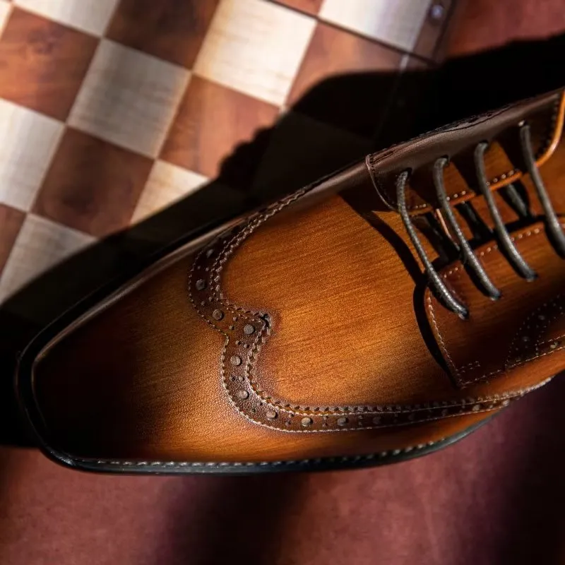 Veltique Elegant Lace Leather Brogues