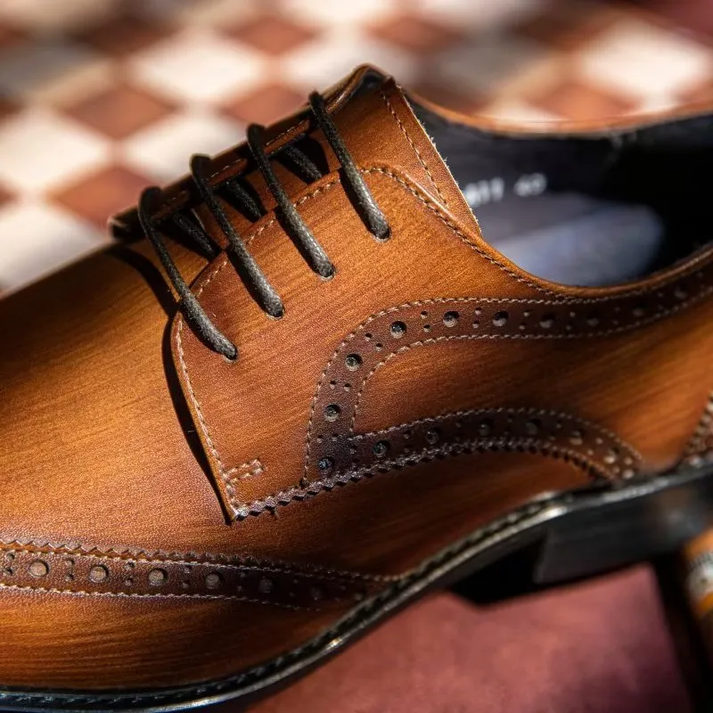 Veltique Elegant Lace Leather Brogues