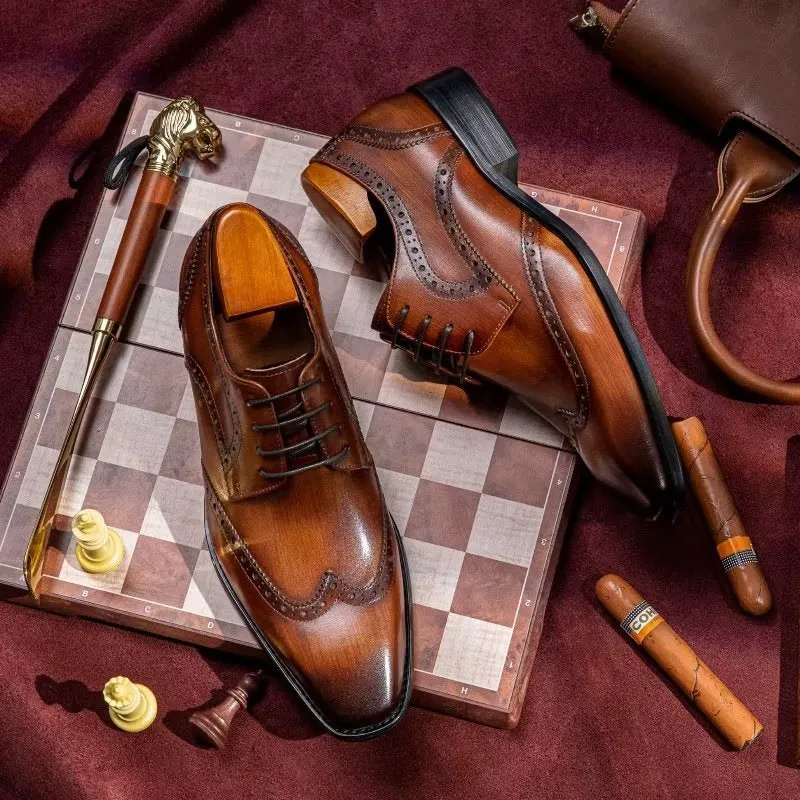 Veltique Elegant Lace Leather Brogues
