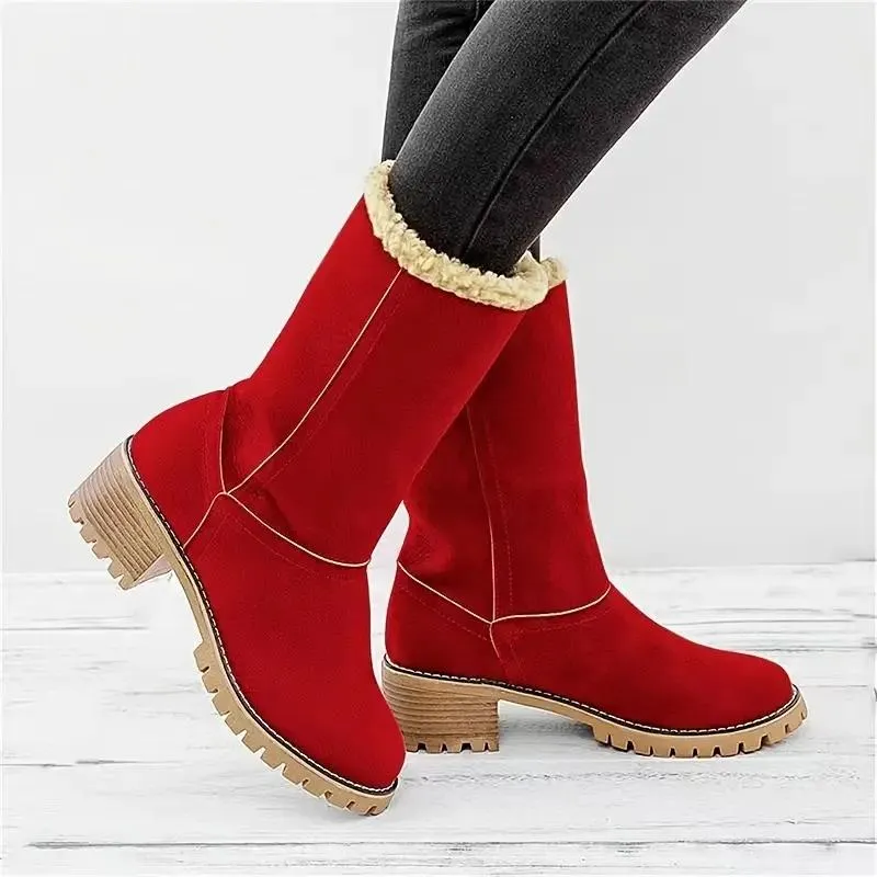 Warm Square Heels Ankle Snow Boots For Women