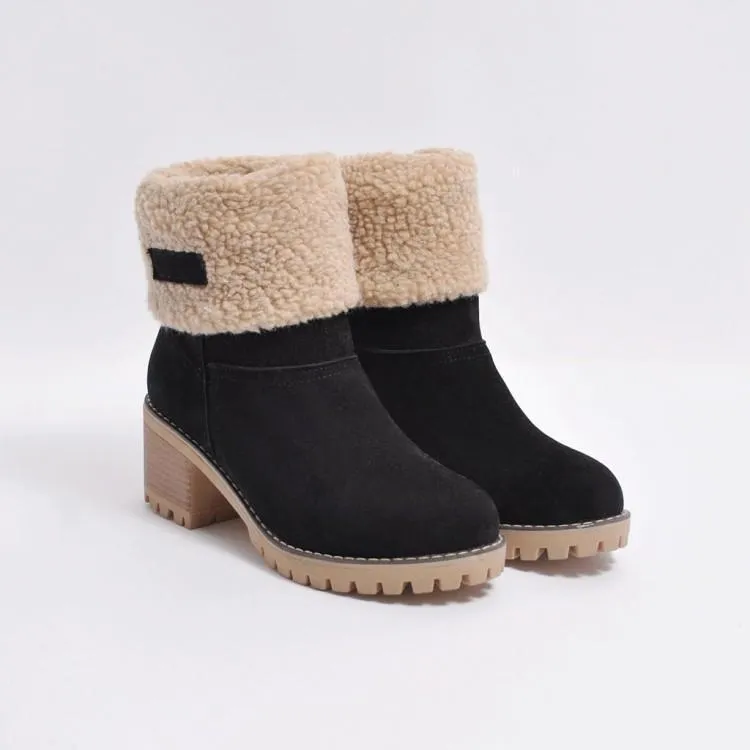 Warm Square Heels Ankle Snow Boots For Women