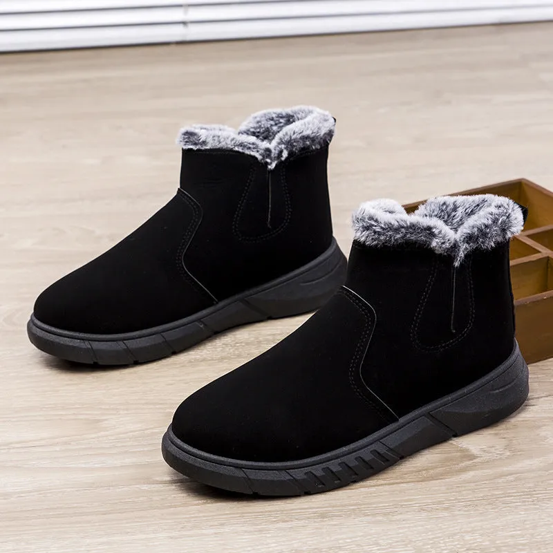 Winter Snow Boots woman V Cutout Shoes Plush Ankle