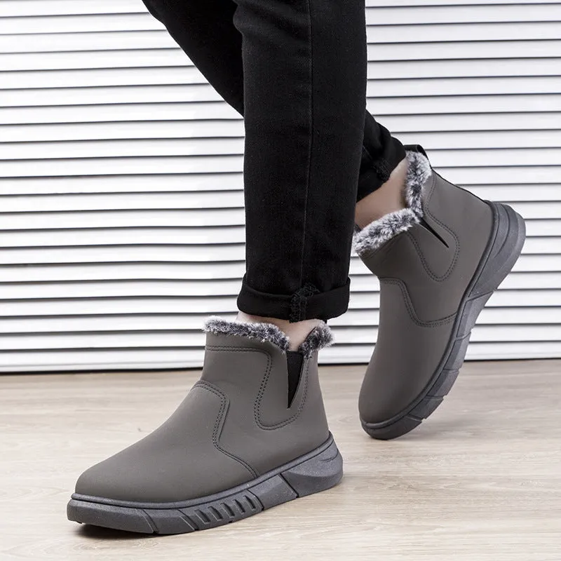 Winter Snow Boots woman V Cutout Shoes Plush Ankle